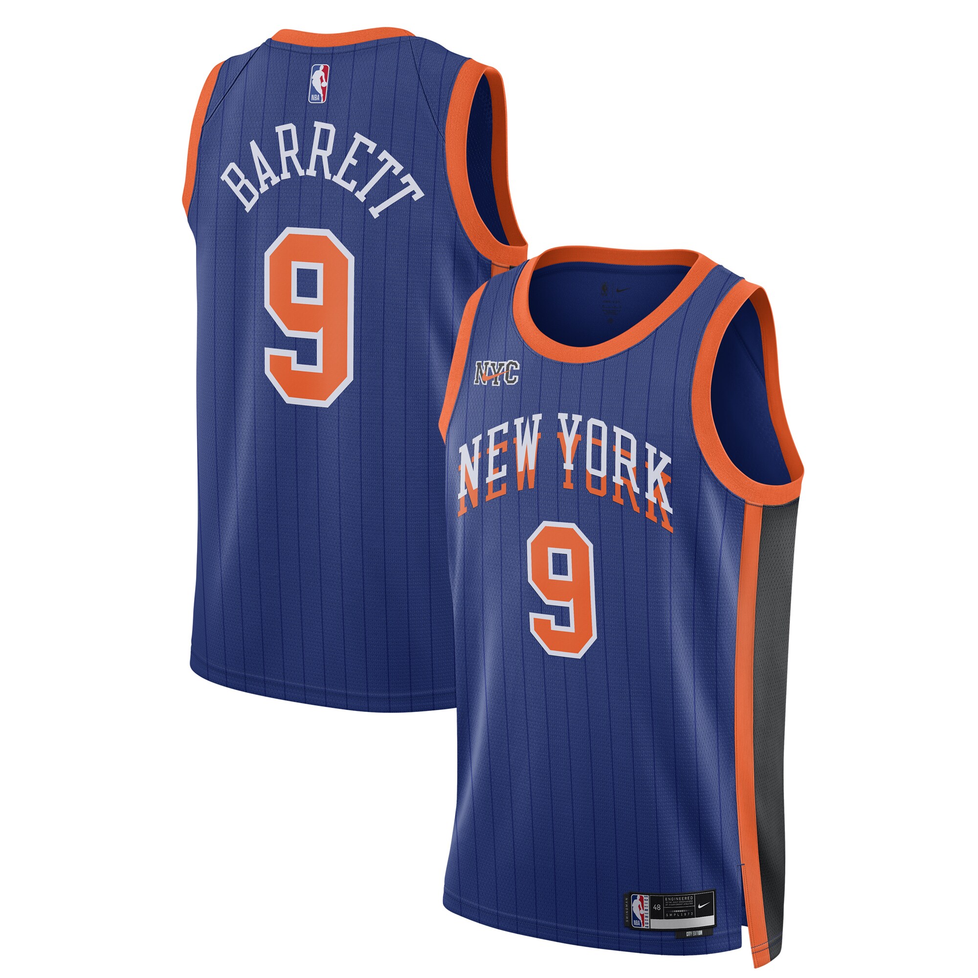 Rj Barrett New York Knicks Unisex 2023/24 Swingman Jersey - Blue - City Edition