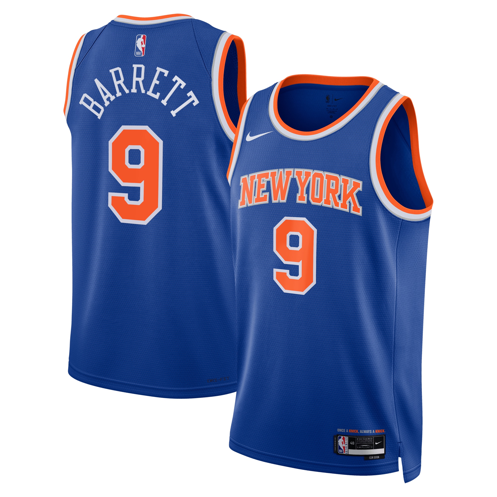Rj Barrett New York Knicks Unisex Swingman Jersey – Icon Edition – Blue
