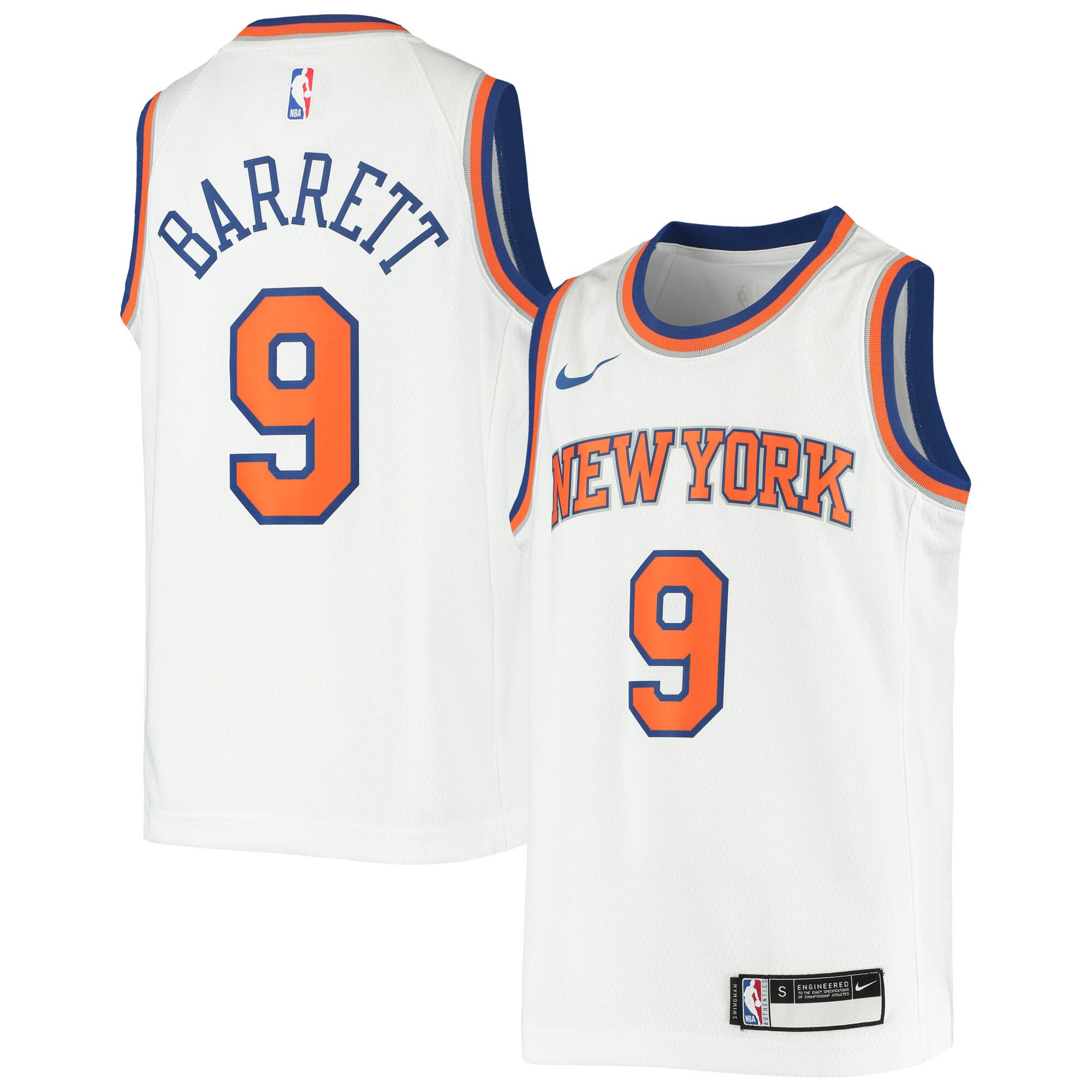 Alternative view of Rj Barrett New York Knicks Youth 2019/20 Swingman Jersey - Association Edition - White
