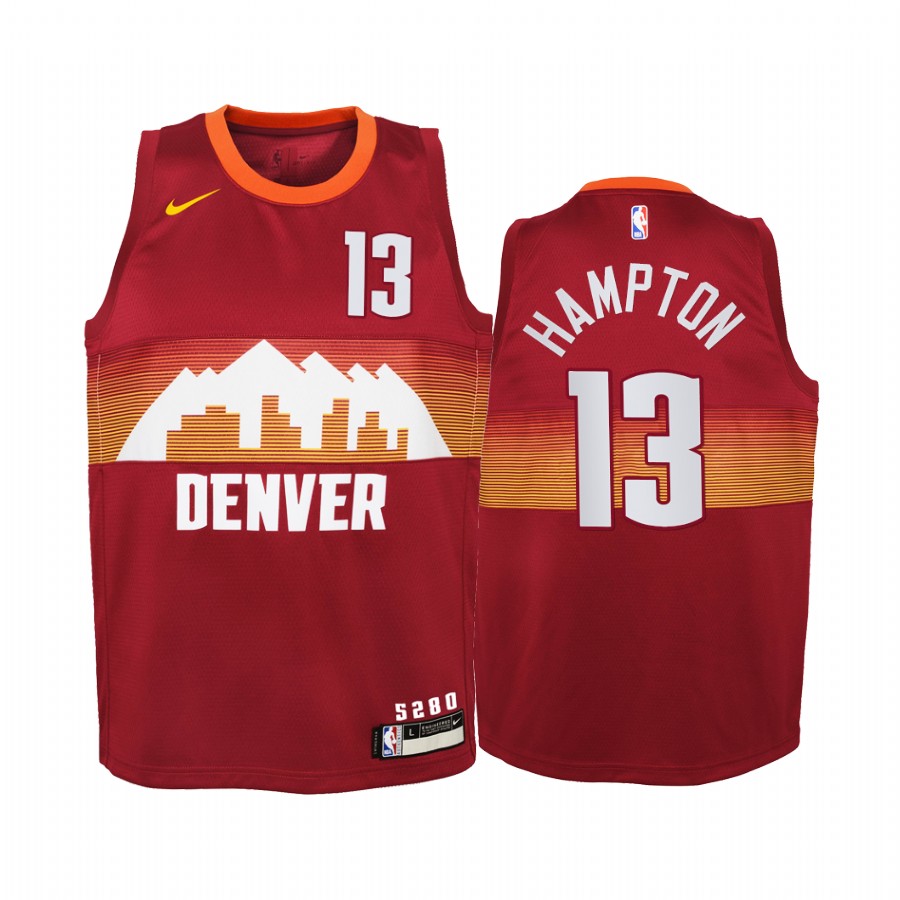 R.j. Hampton Denver Nuggets 2020-21 City Red Youth Jersey - New Uniform
