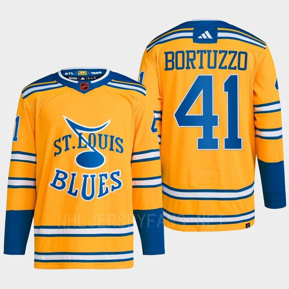 Robert Bortuzzo 41 Reverse Retro 2.0 2022 St. Louis Blues Yellow Jersey Primegreen - JS937 