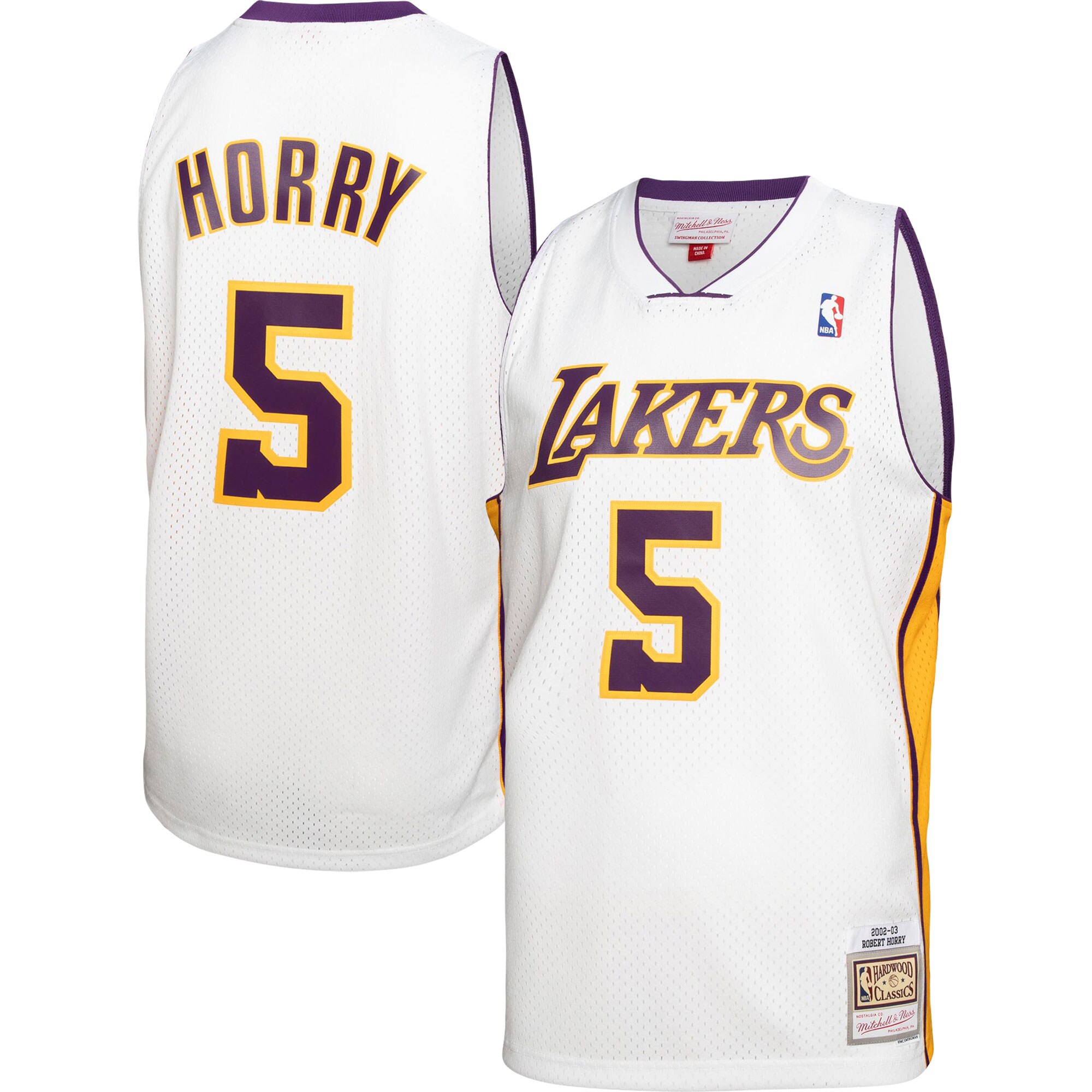 Alternative view of Robert Horry Los Angeles Lakers Mitchell & Ness 2001/02 Hardwood Classics Swingman Jersey - White