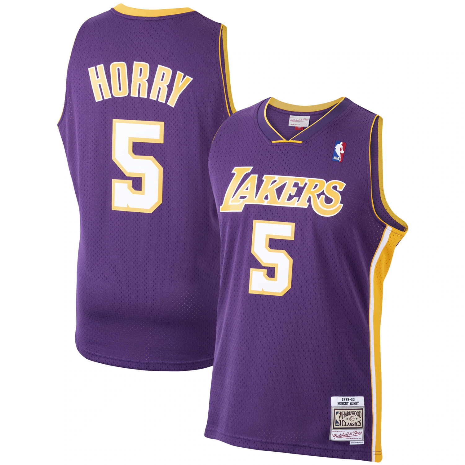 Alternative view of Robert Horry Los Angeles Lakers Mitchell & Ness 1999-2000 Hardwood Classics Swingman Player Jersey – Purple