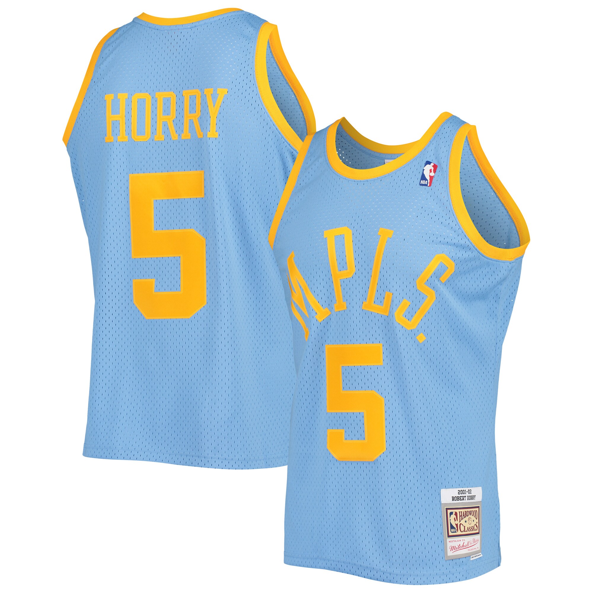 Alternative view of Robert Horry Los Angeles Lakers Mitchell & Ness 2001-02 Hardwood Classics Swingman Jersey - Powder Blue