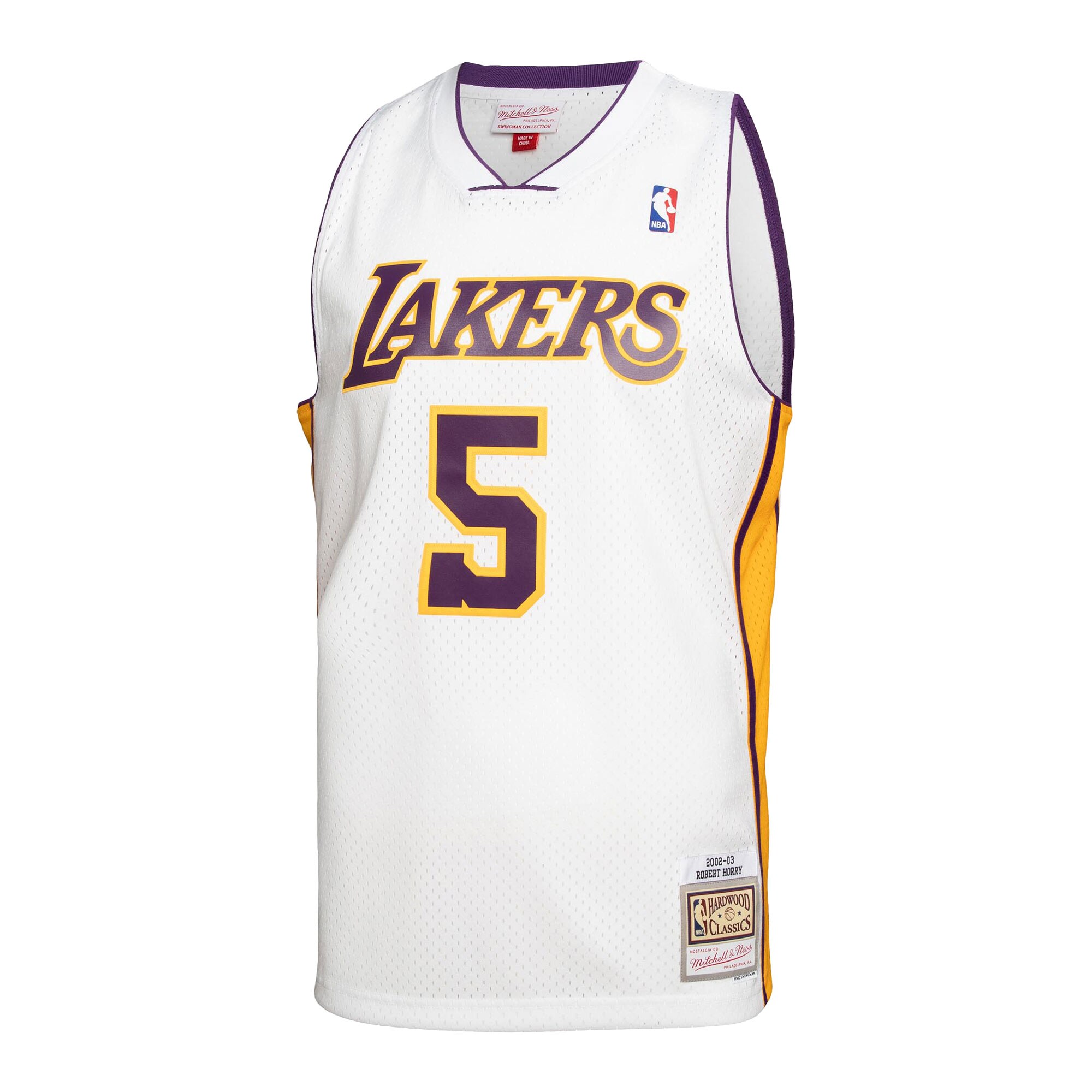 Alternative view of Robert Horry Los Angeles Lakers Mitchell & Ness 2001/02 Hardwood Classics Swingman Jersey - White