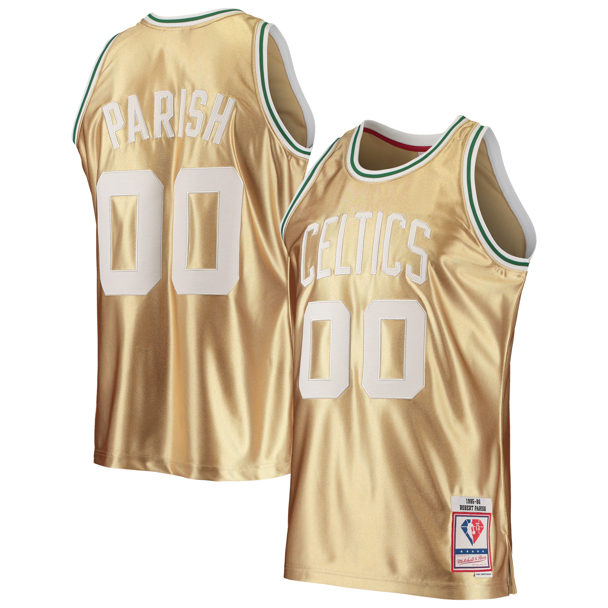 Robert Parish Boston Celtics Mitchell & Ness 75th Anniversary 1985/86 Hardwood Classics Swingman Jersey – Gold – Jsfangear Jersey Store