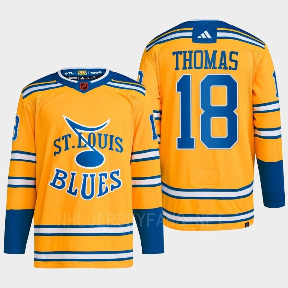 Robert Thomas 18 Reverse Retro 2.0 2022 St. Louis Blues Yellow Jersey Primegreen - JS156 