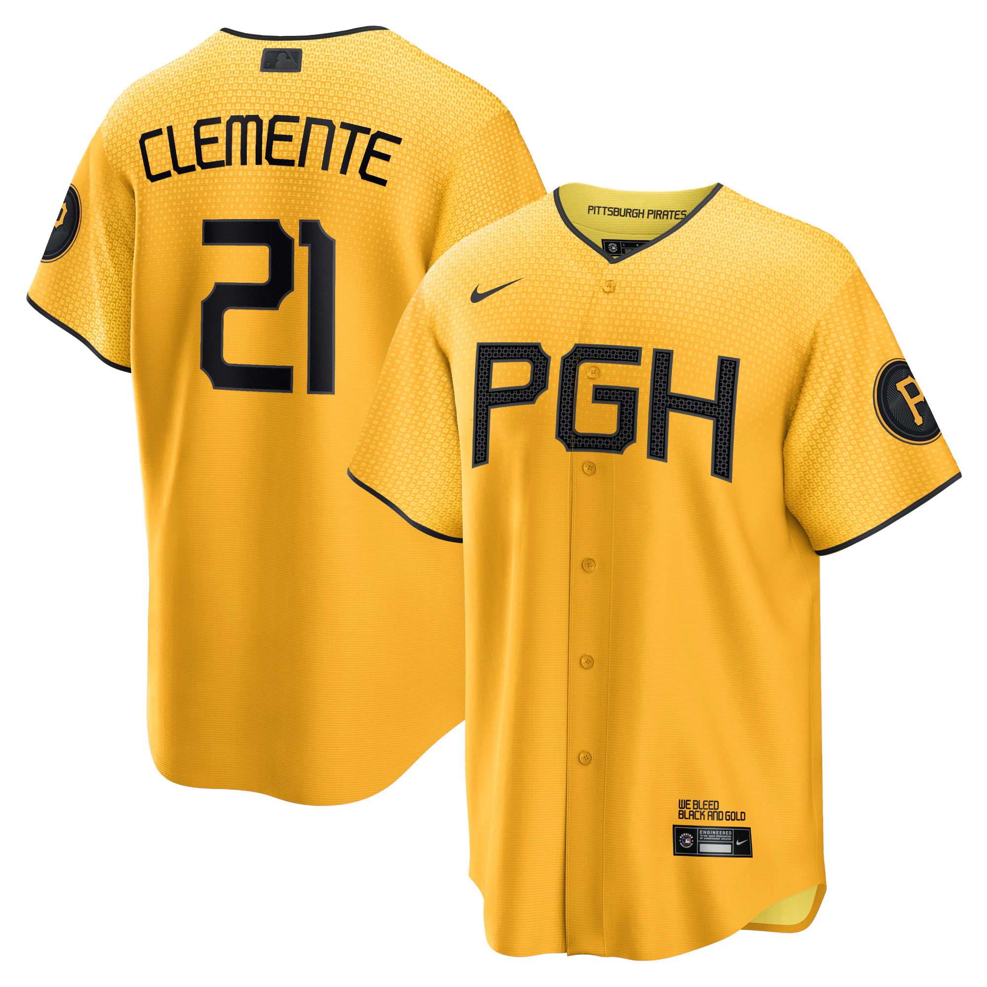 Roberto Clemente Pittsburgh Pirates 2023 City Connect Replica Player Jersey - Gold