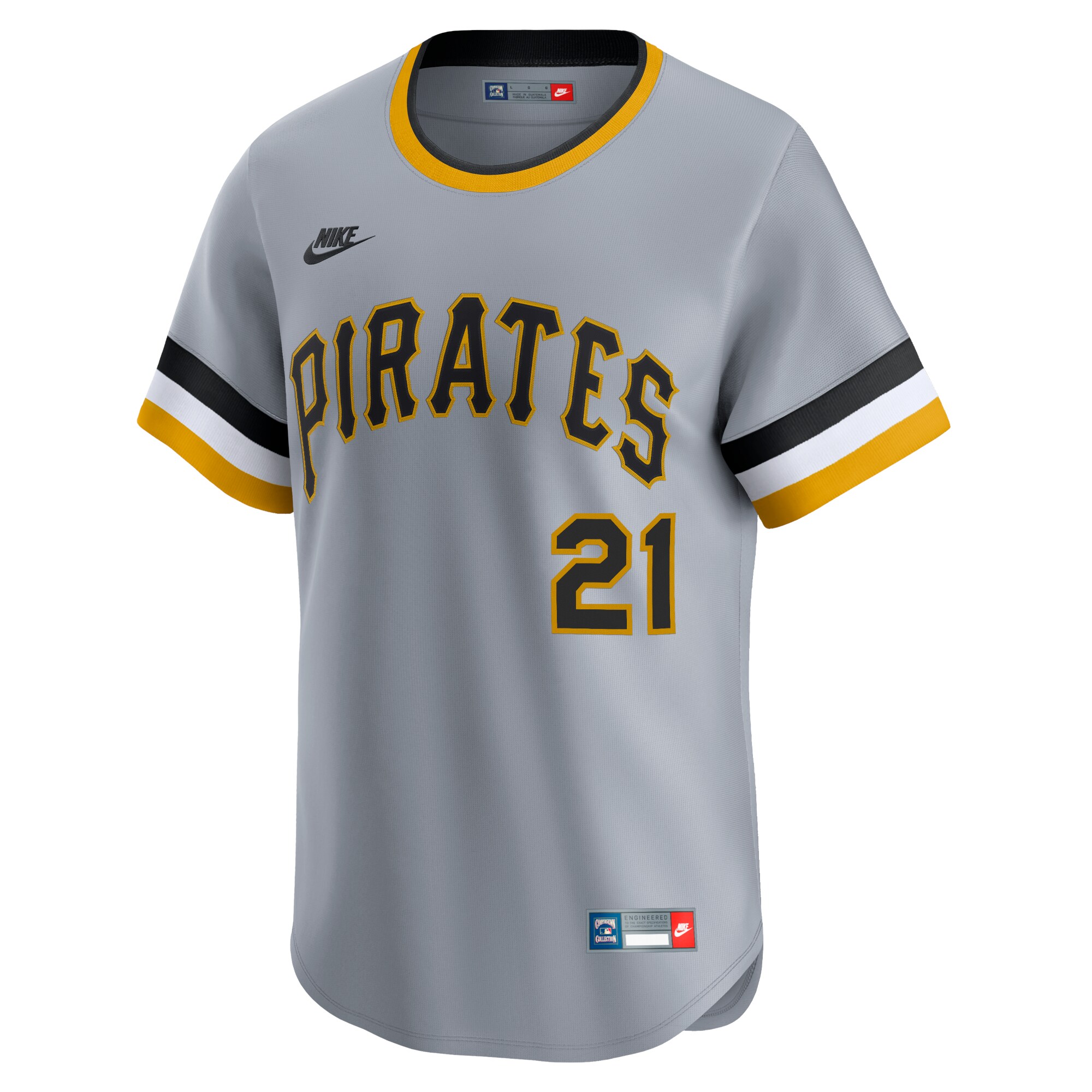 Alternative view of Roberto Clemente Pittsburgh Pirates Throwback Cooperstown Collection Limited Jersey - Gray