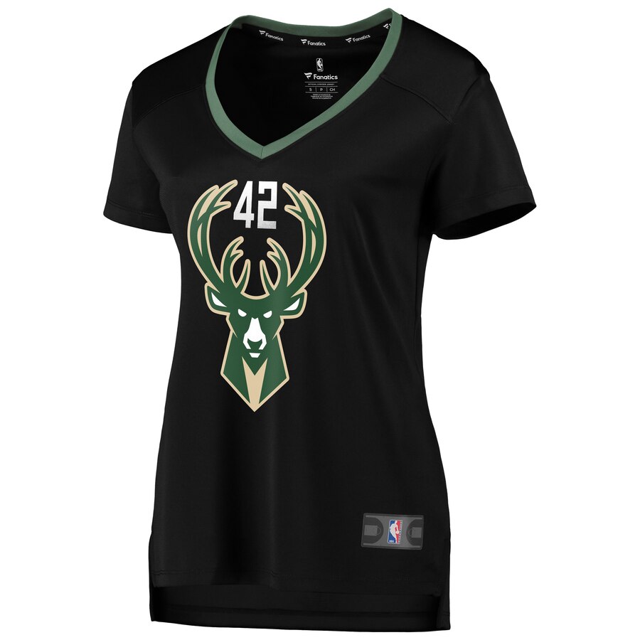 Alternative view of Robin Lopez Milwaukee Bucks Fanatics Branded Women's Fast Break Replica Jersey Black - Statement Edition