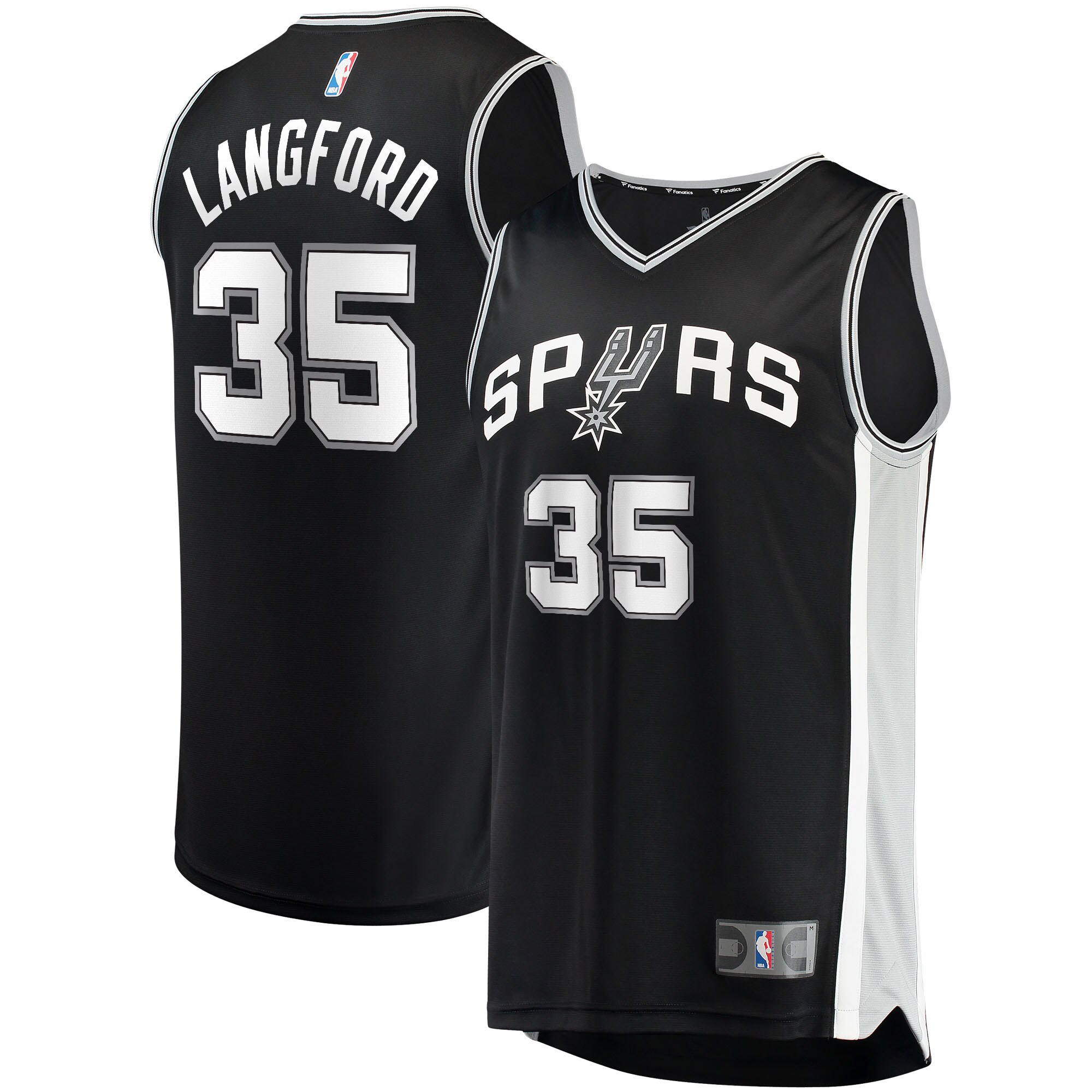 Alternative view of Romeo Langford San Antonio Spurs Fanatics Branded 2021/22 Fast Break Replica Jersey - Icon Edition - Black