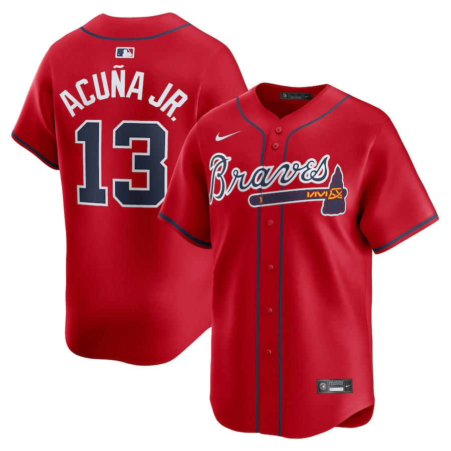 Ronald Acuña Jr. 13 Atlanta Braves Alternate Limited Player Men Jersey - Red - JS389