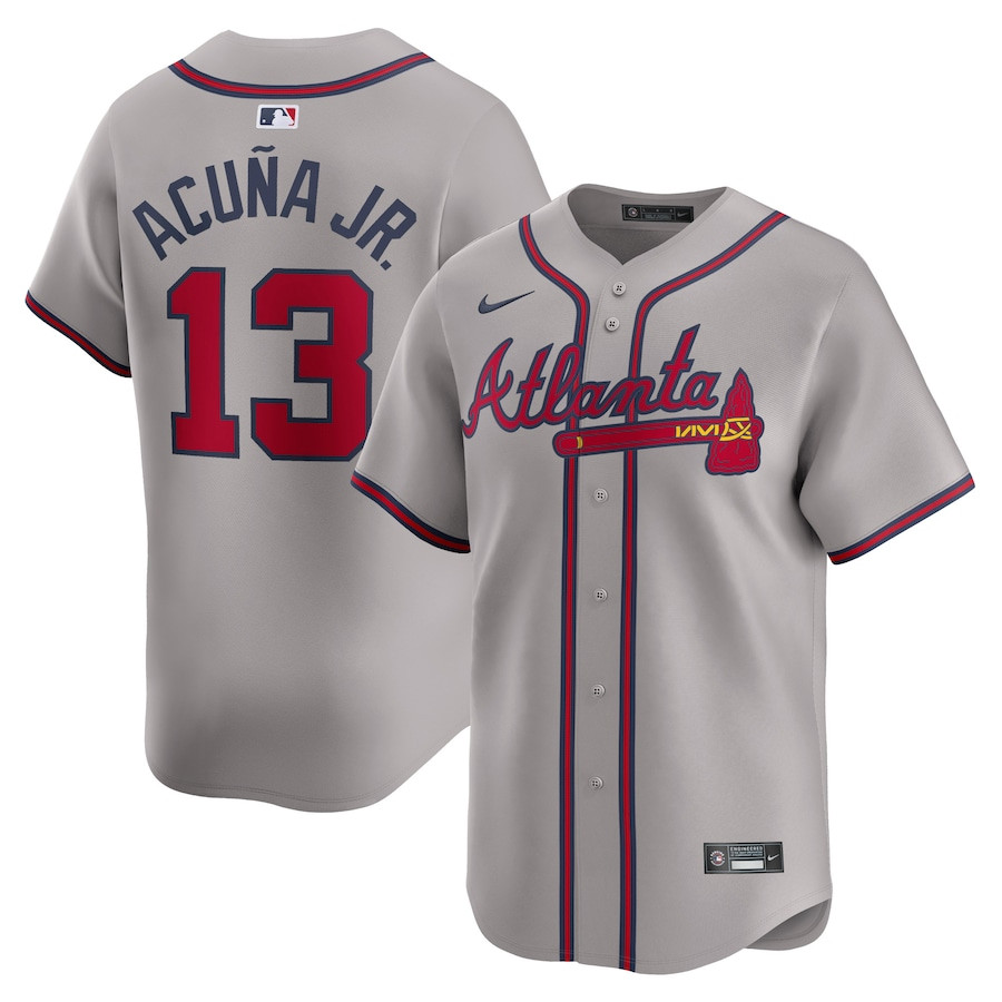 Ronald Acuña Jr. 13 Atlanta Braves Away Limited Player Men Jersey - Gray - JS867