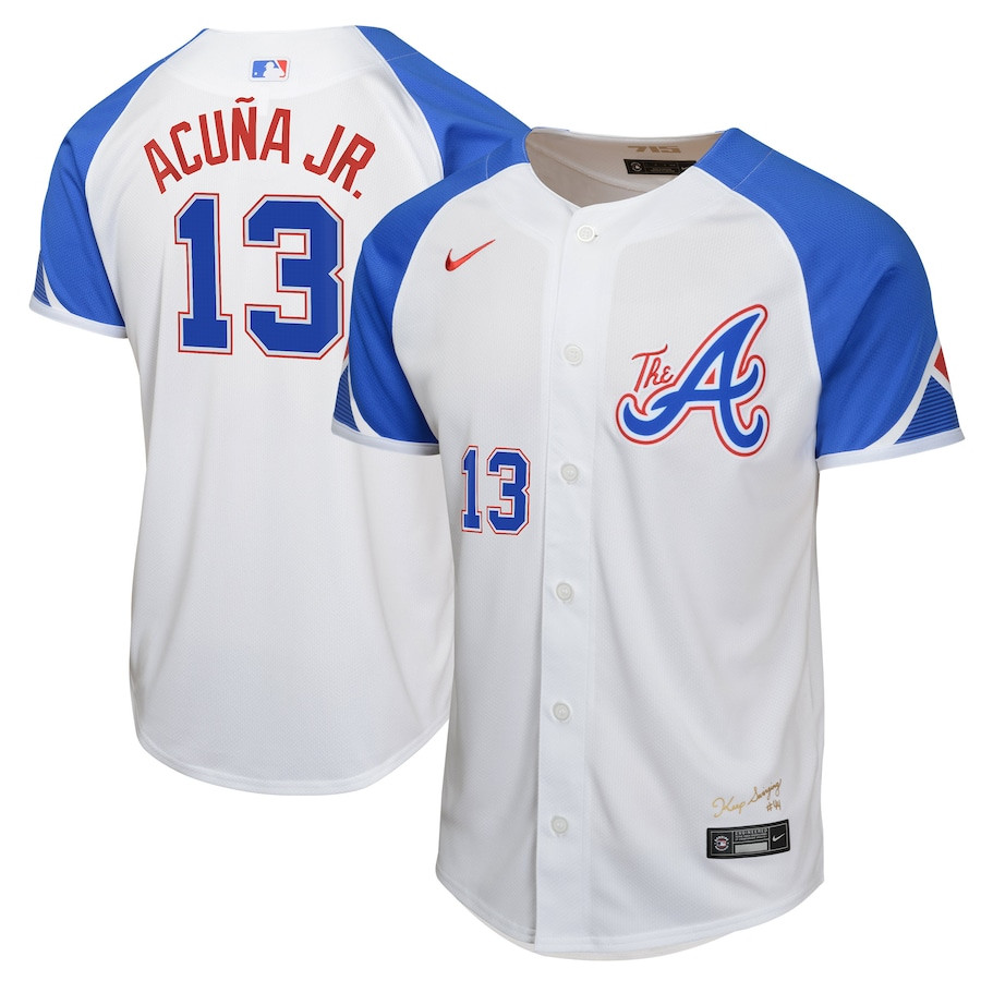 Ronald Acuña Jr. 13 Atlanta Braves City Connect Limited YOUTH Jersey - White - JS669
