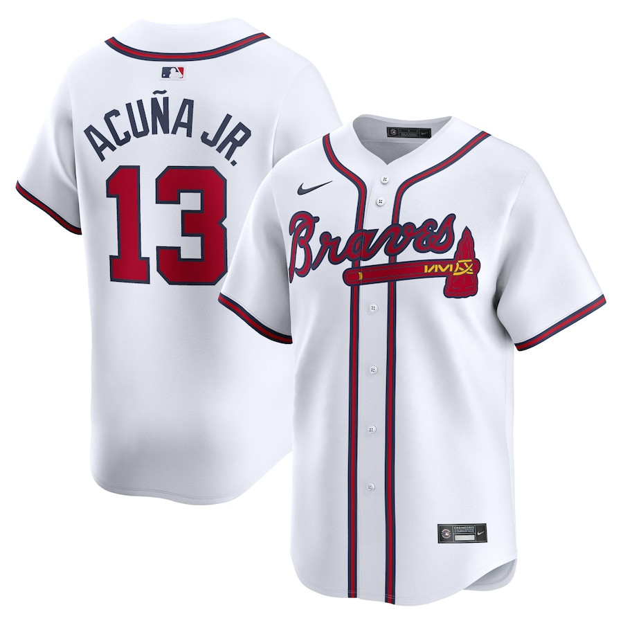 Ronald Acuña Jr. 13 Atlanta Braves Home Limited Player Men Jersey - White - JS728