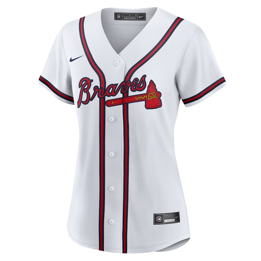 Alternative view of Ronald Acuña Jr. 13 Atlanta Braves Signed MVP 2023 Home Player Women Jersey - White Red - JS936