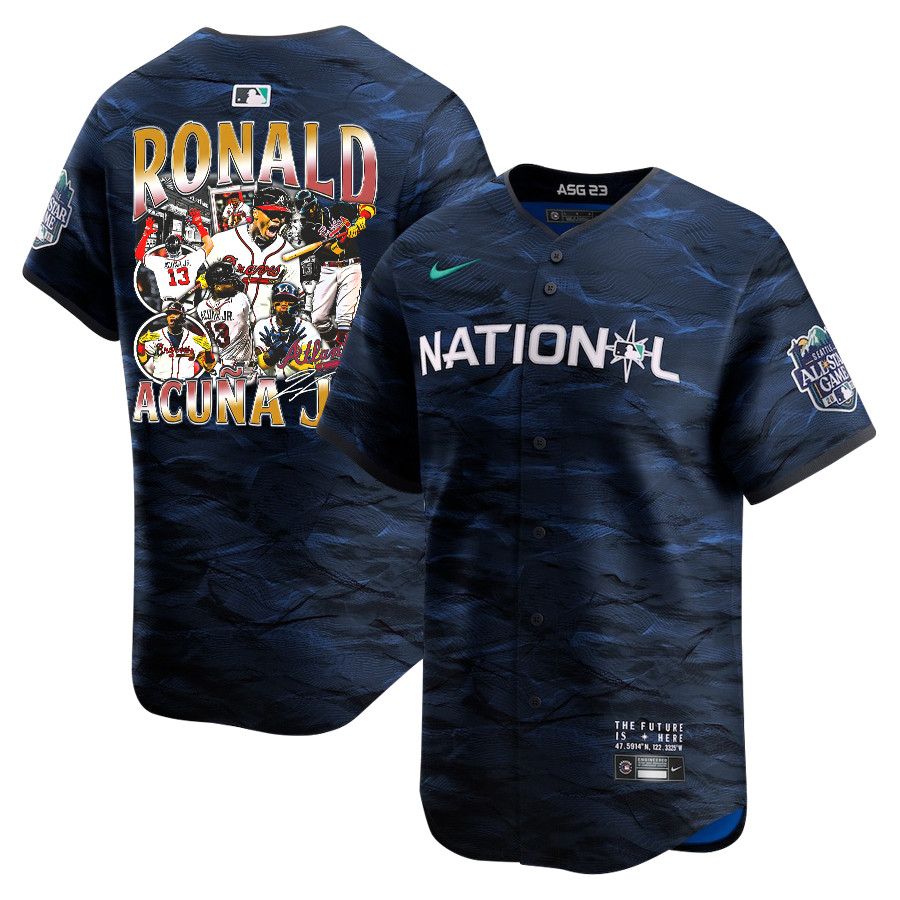 Ronald Acuña Jr. 13 Atlanta Braves Signed Posture 2023 All-Star Game Limited Player Men Jersey - Royal - JS819