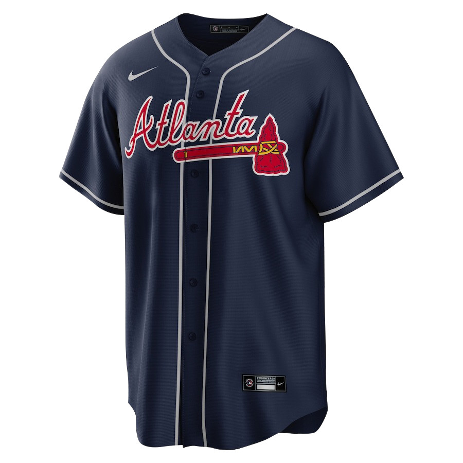 Alternative view of Ronald Acuña Jr. 13 Atlanta Braves Signed Posture 2023 Alternate Player Men Jersey - Navy - JS336