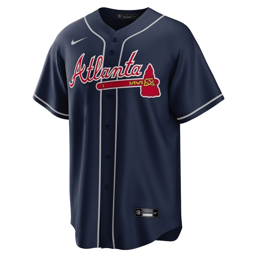 Alternative view of Ronald Acuna Jr. 13 Atlanta Braves Alternate Player Name Jersey - Navy - JS748