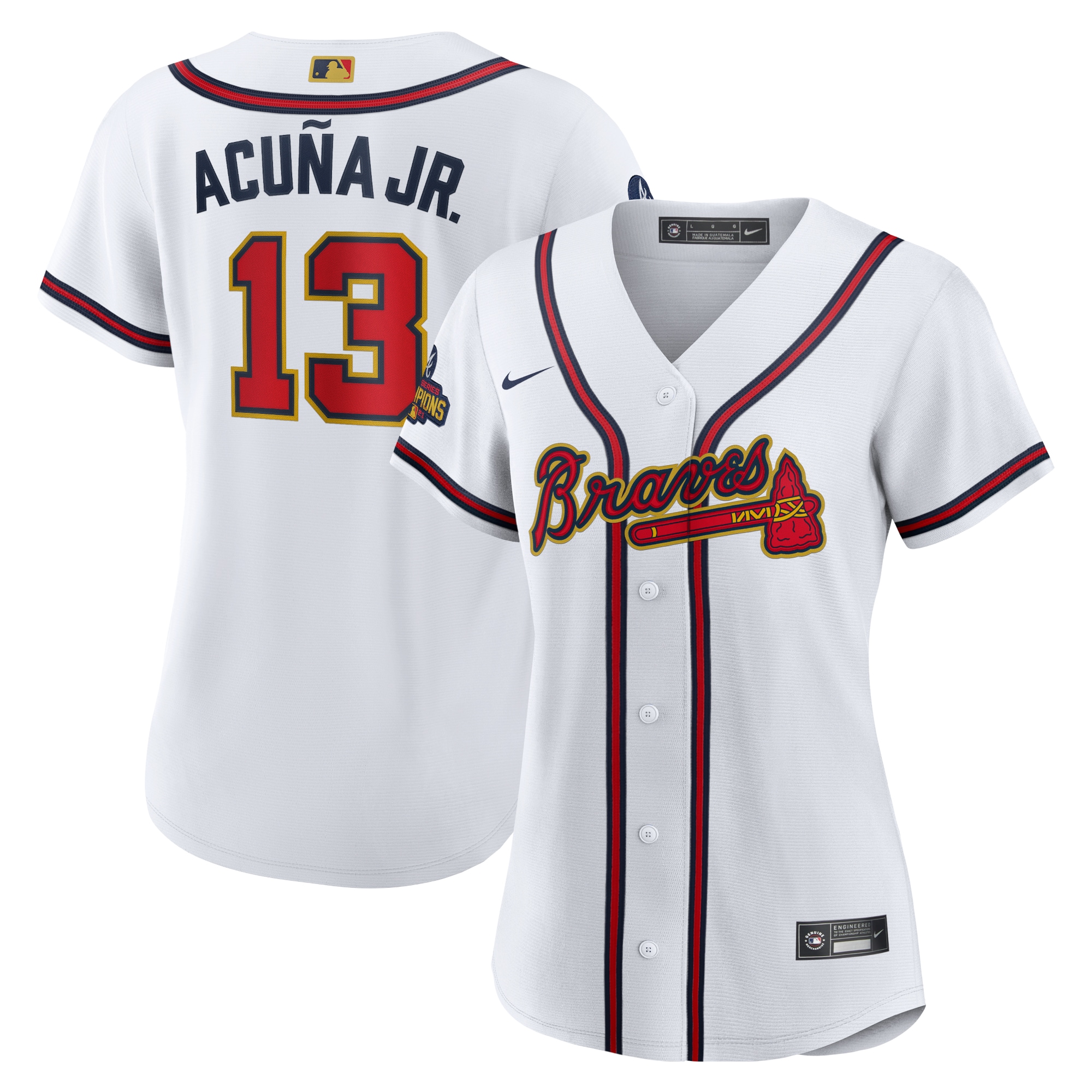 Ronald Acuna Jr. Atlanta Braves Women's 2022 Gold Program Replica Player Jersey - White