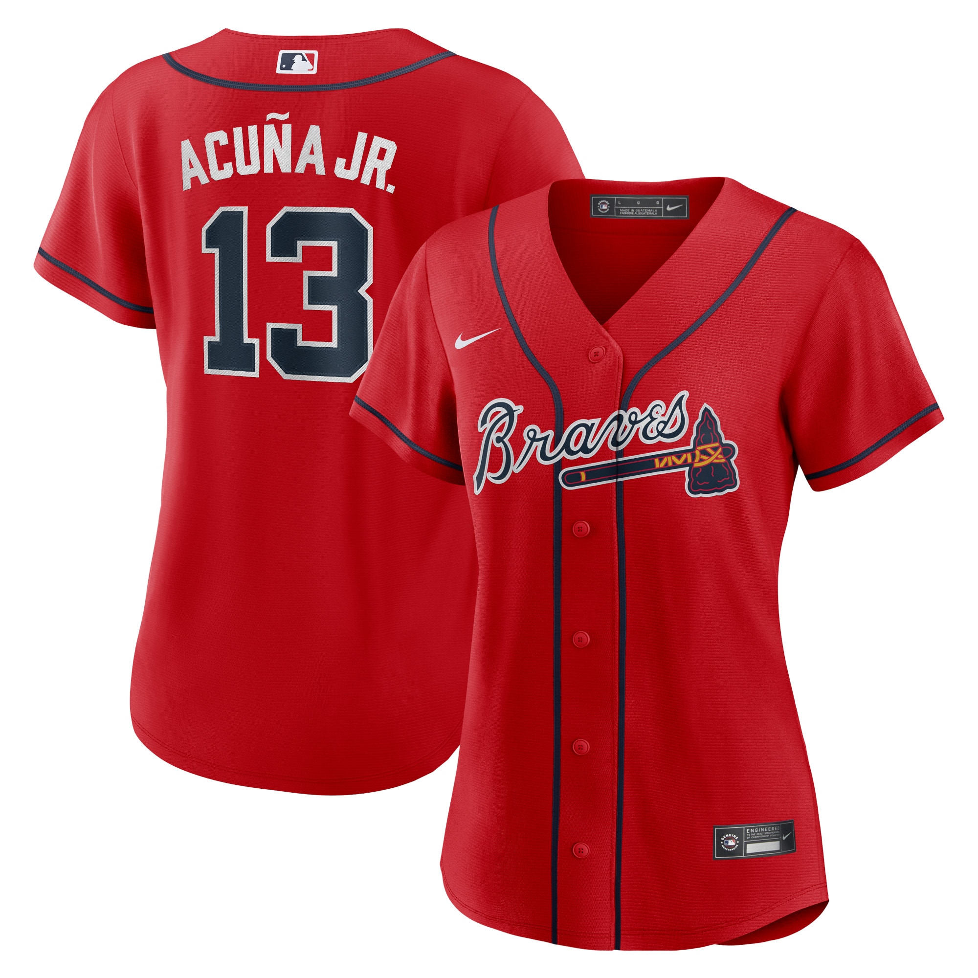 Ronald Acuna Jr. Atlanta Braves Women's Alternate Replica Player Jersey - Red