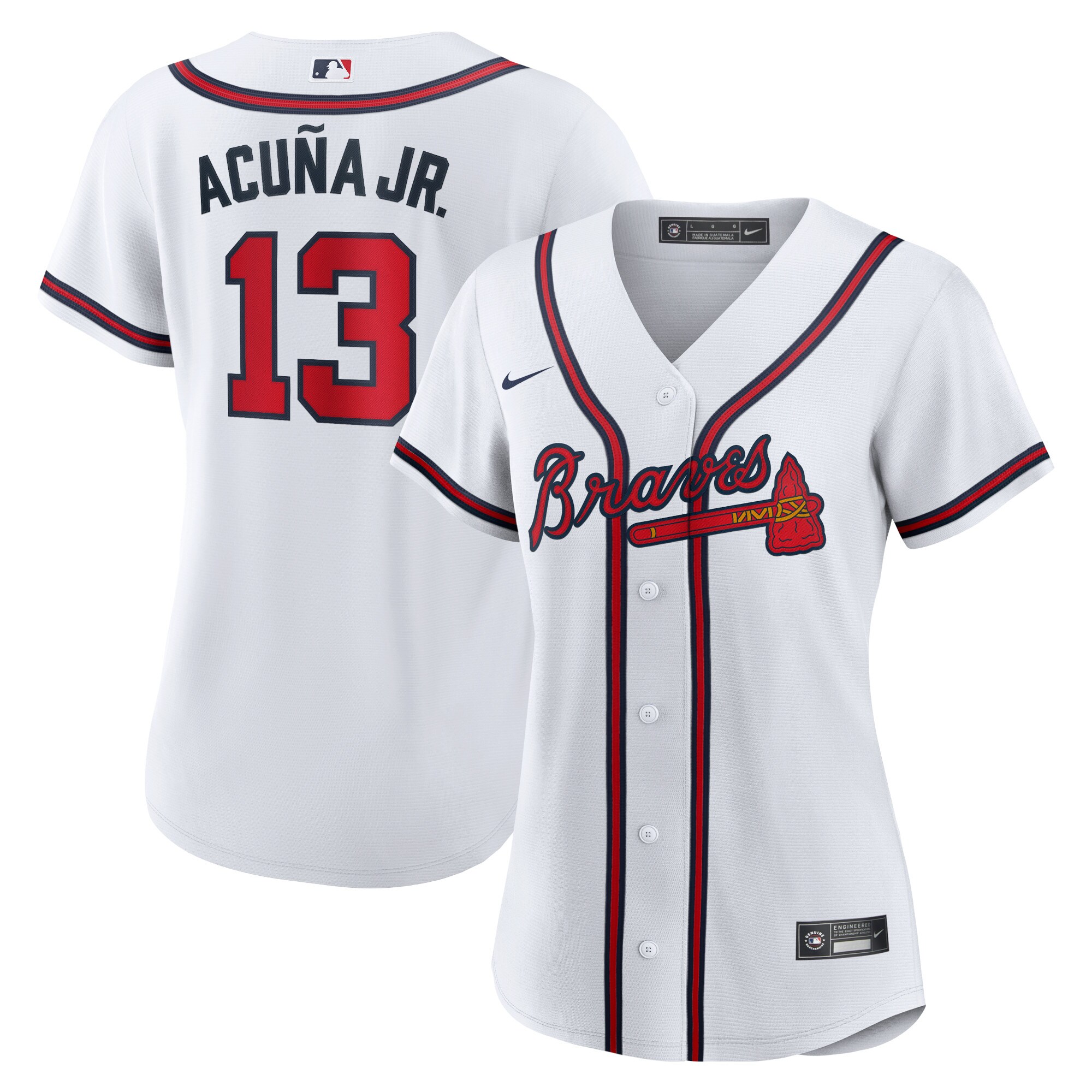 Alternative view of Ronald Acuna Jr. Atlanta Braves Women’s Home Replica Player Jersey – White