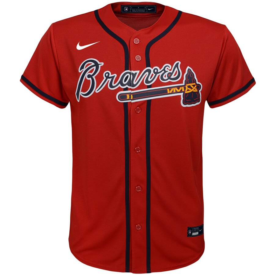Alternative view of Ronald Acuna Jr. Atlanta Braves Youth Alternate 2020 Replica Player Jersey - Red