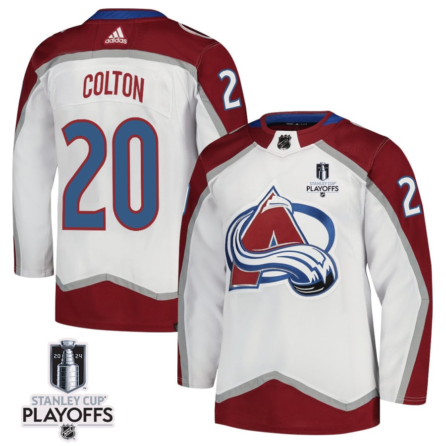 Ross Colton 20 Colorado Avalanche 2024 NHL Playoffs Patch Away Jersey - Men, White - JS889 