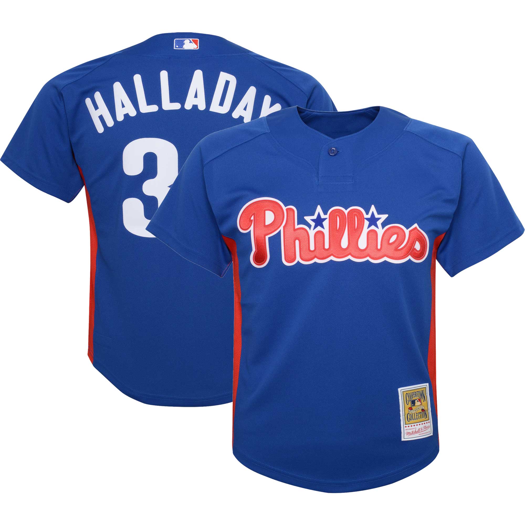 Roy Halladay Philadelphia Phillies Mitchell & Ness Youth Cooperstown CollectionÃƒâ€šÃ‚Â mesh Batting Practice Jersey - Royal