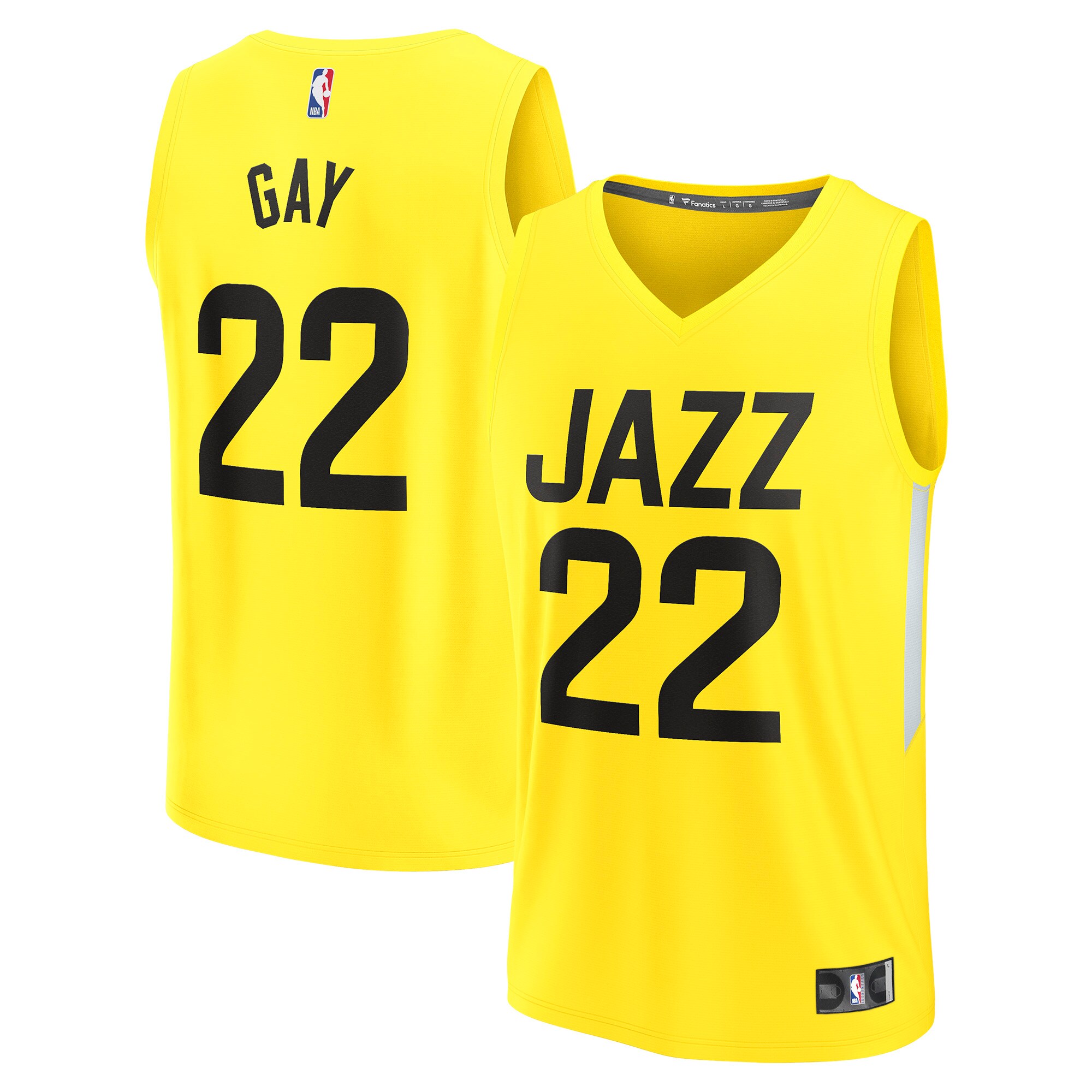 Alternative view of Rudy Gay Utah Jazz Fanatics Branded 2022/23 Fast Break Replica Player Jersey - Icon Edition - Yellow