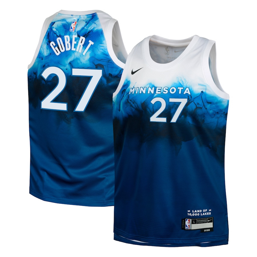 Rudy Gobert 27 Minnesota Timberwolves 2023/24 City Edition Swingman YOUTH Jersey - Blue - JS298 