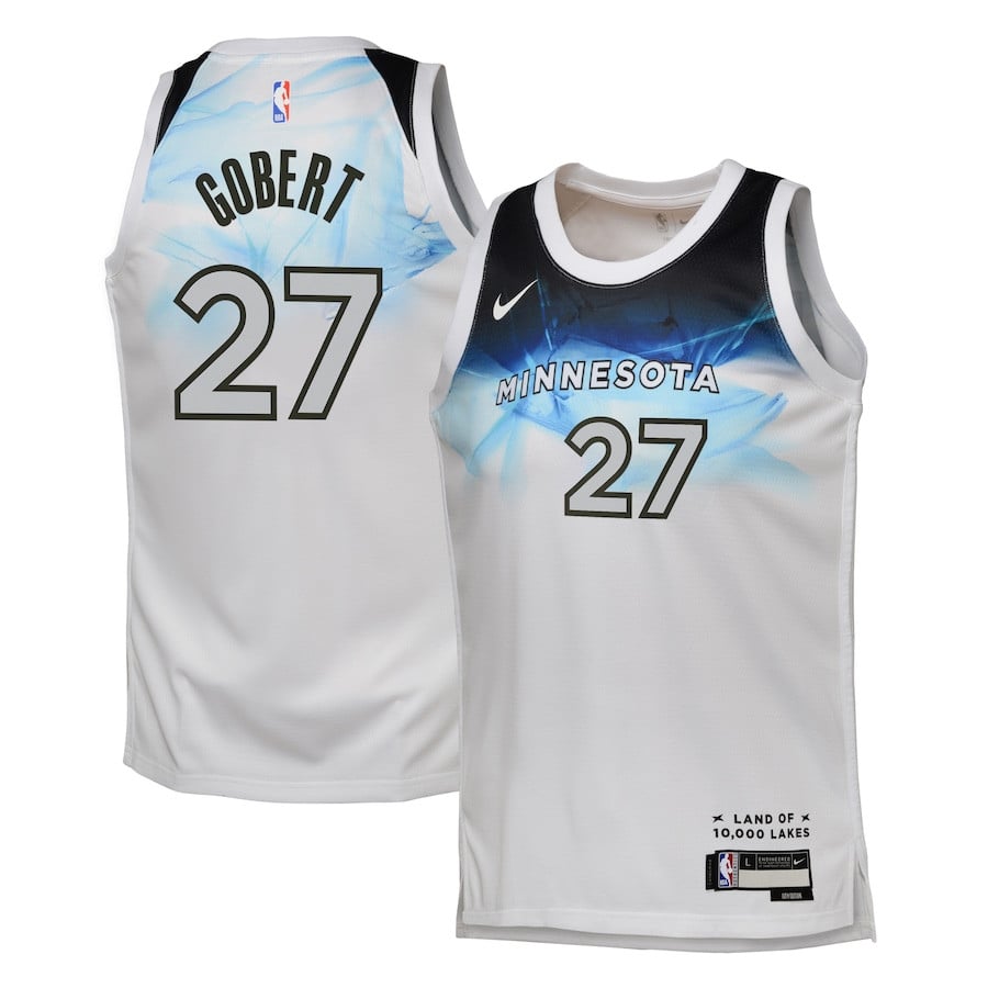 Rudy Gobert 27 Minnesota Timberwolves 2024/25 Swingman Player YOUTH Jersey - City Edition - White - JS555 