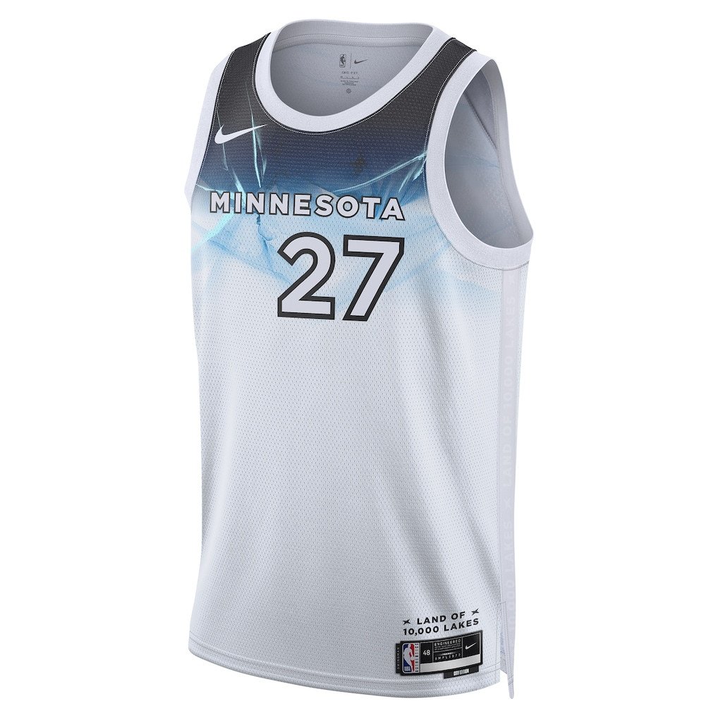 Alternative view of Rudy Gobert 27 Minnesota Timberwolves Unisex 2024/25 Swingman Player Jersey - City Edition - White - JS517 