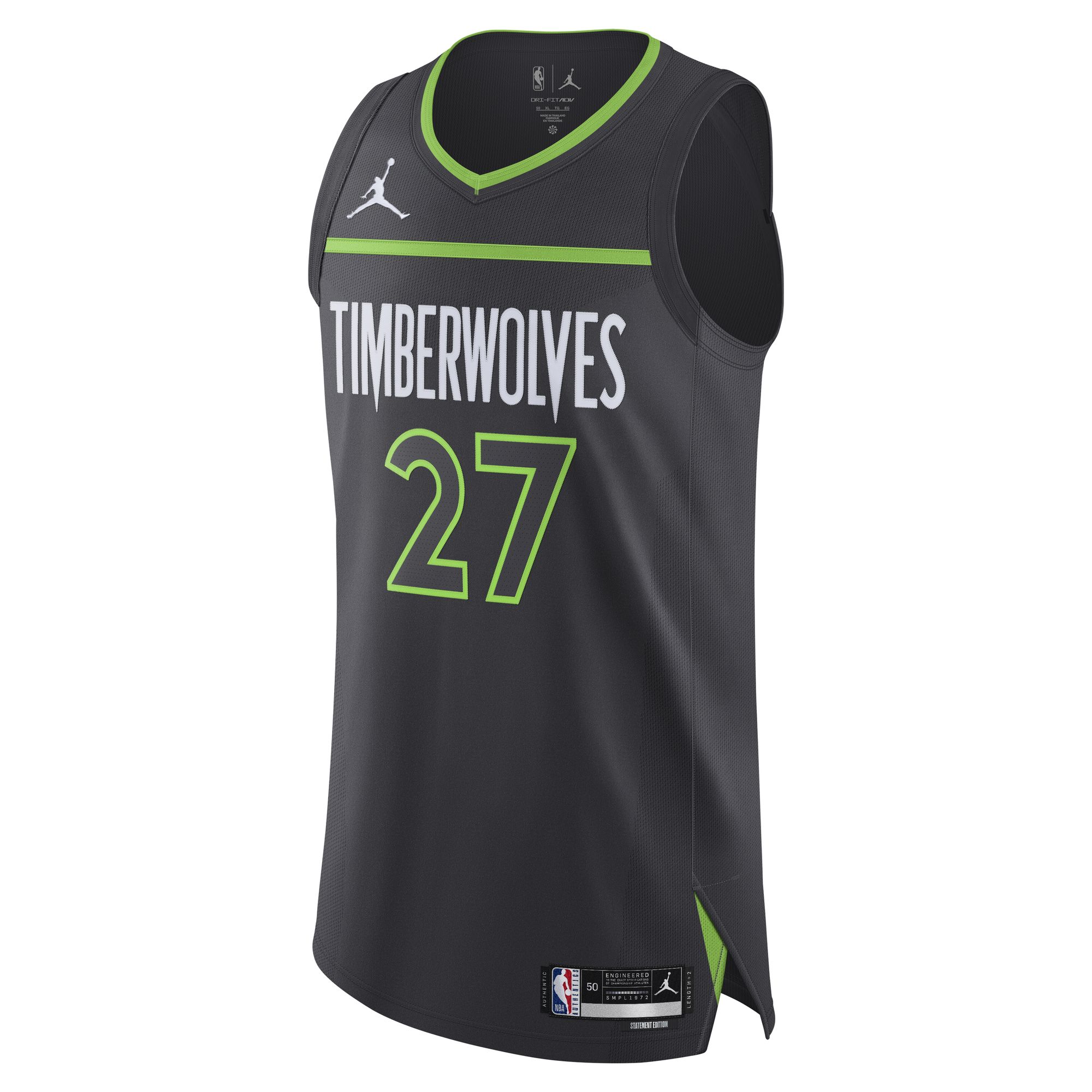 Alternative view of Rudy Gobert Minnesota Timberwolves Jordan Brand Authentic Player Jersey - Statement Edition - Anthracite