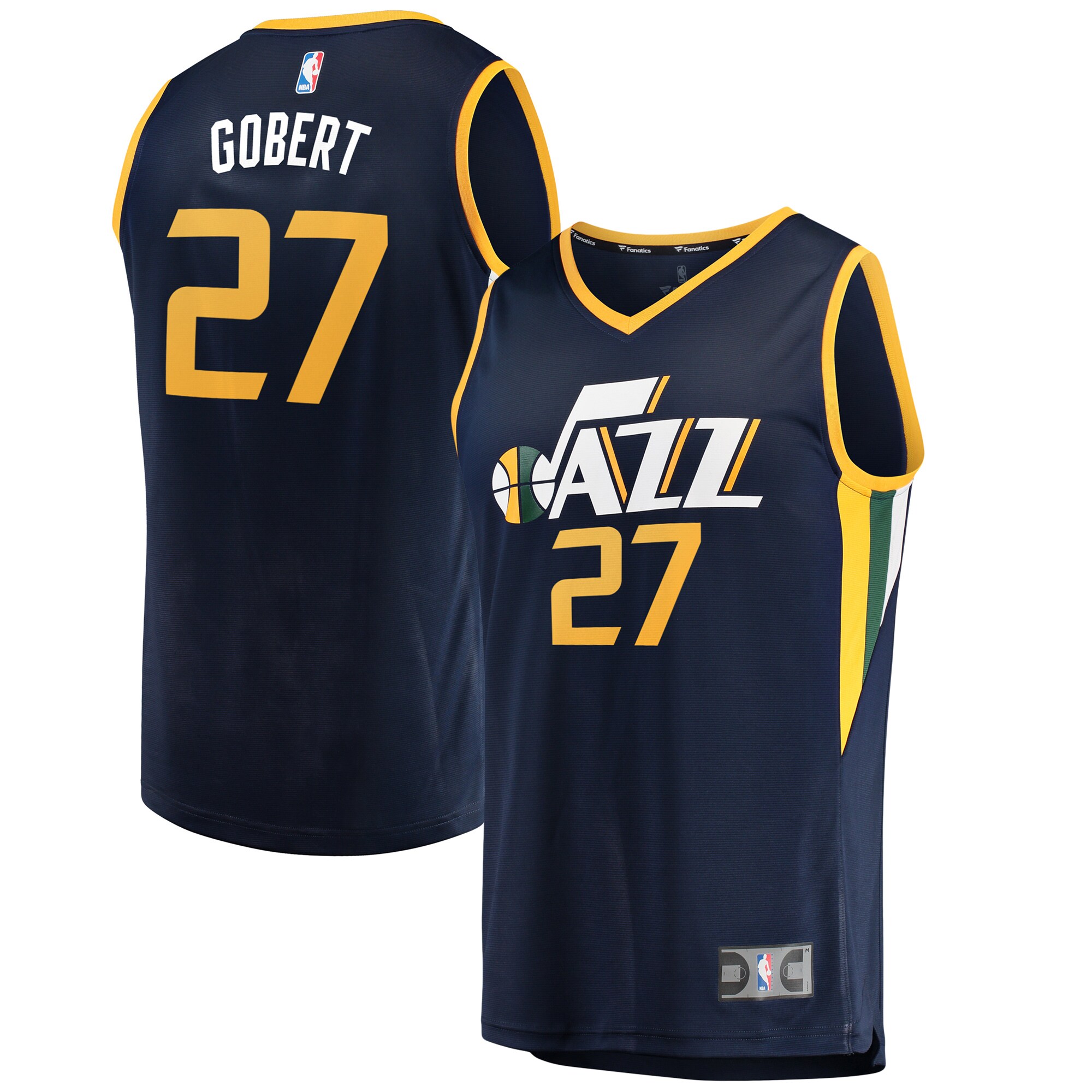 Alternative view of Rudy Gobert Utah Jazz Fanatics Branded Fast Break Replica Jersey Navy - Icon Edition