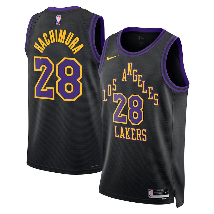 Rui Hachimura 28 Los Angeles Lakers 2023/24 City Edition Swingman Jersey - Black - JS294 