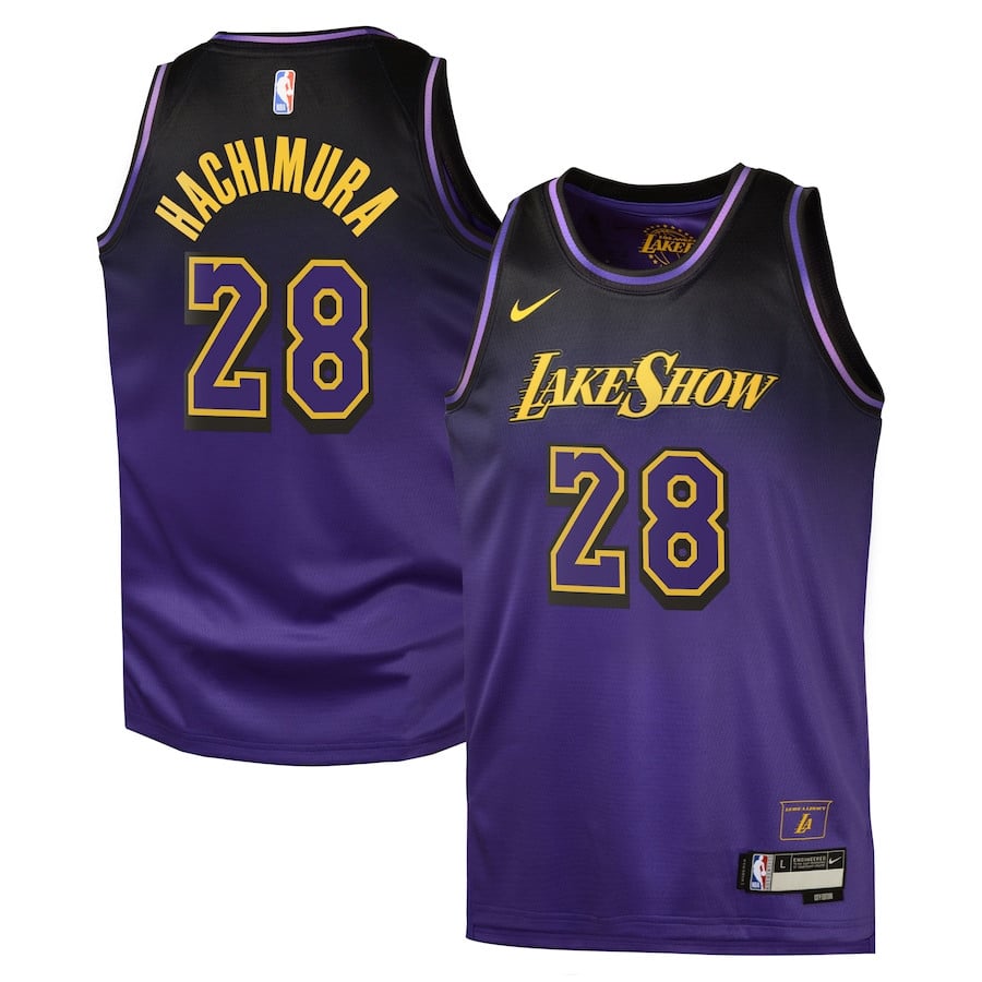 Rui Hachimura 28 Los Angeles Lakers 2024/25 Swingman Player YOUTH Jersey - City Edition - Purple - JS373 