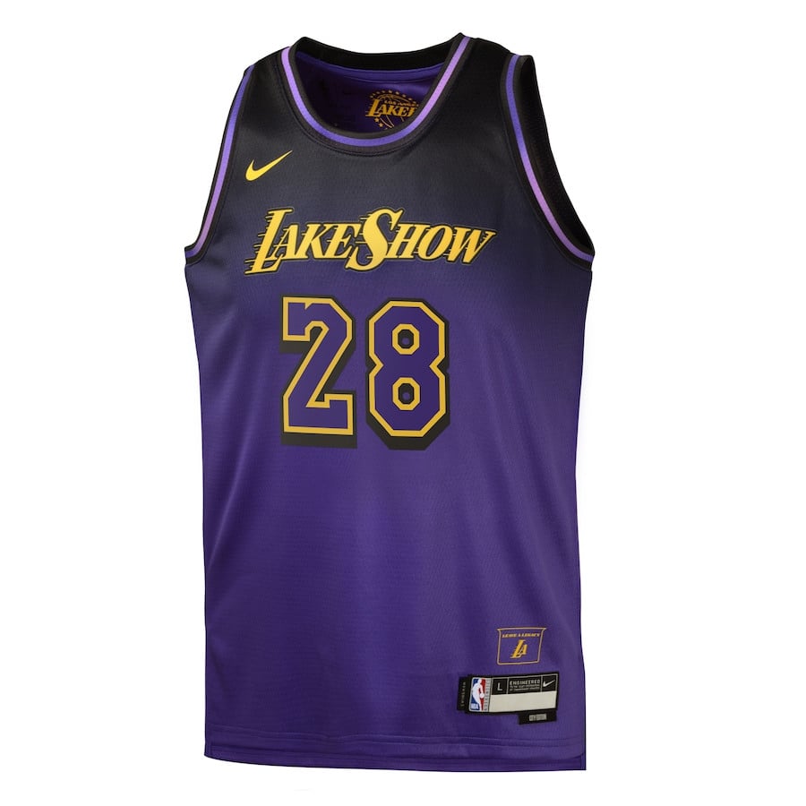 Alternative view of Rui Hachimura 28 Los Angeles Lakers 2024/25 Swingman Player YOUTH Jersey - City Edition - Purple - JS373 