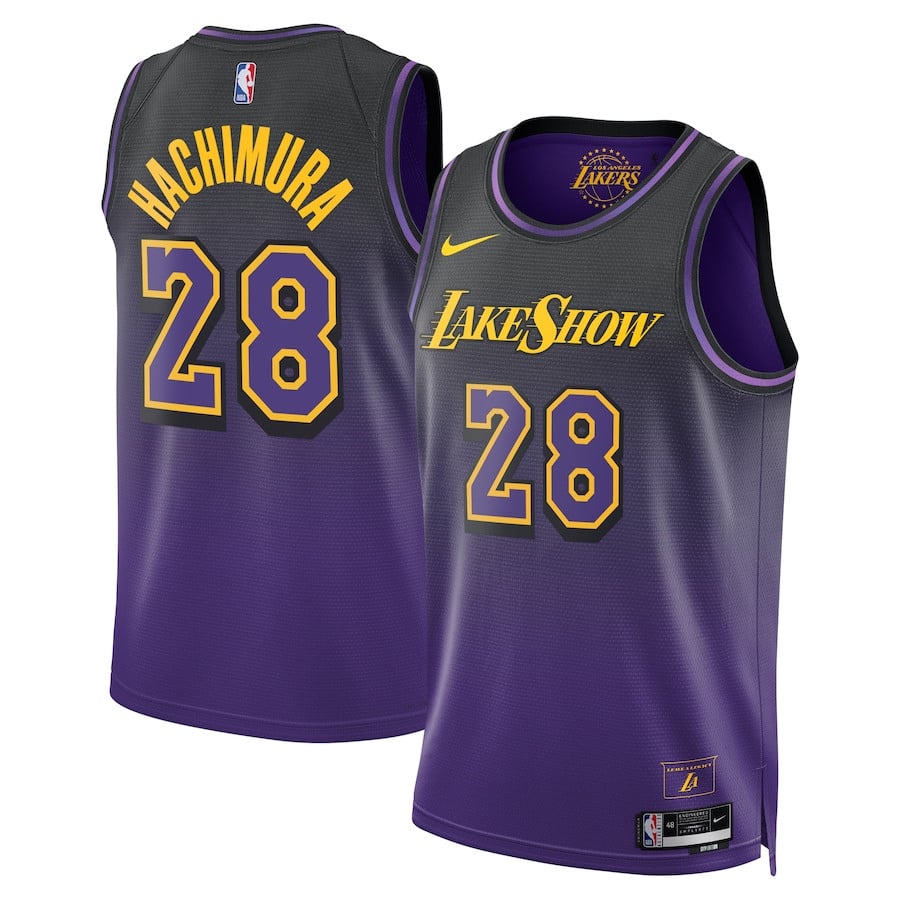 Rui Hachimura 28 Los Angeles Lakers Unisex 2024/25 Swingman Player Jersey - City Edition - Purple - JS589 
