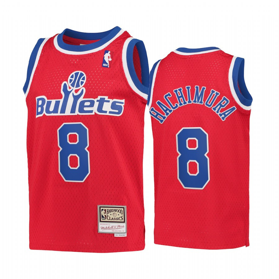 Rui Hachimura 8 Washington Wizards Kids Red Hardwood Classics Youth Jersey - JS595 