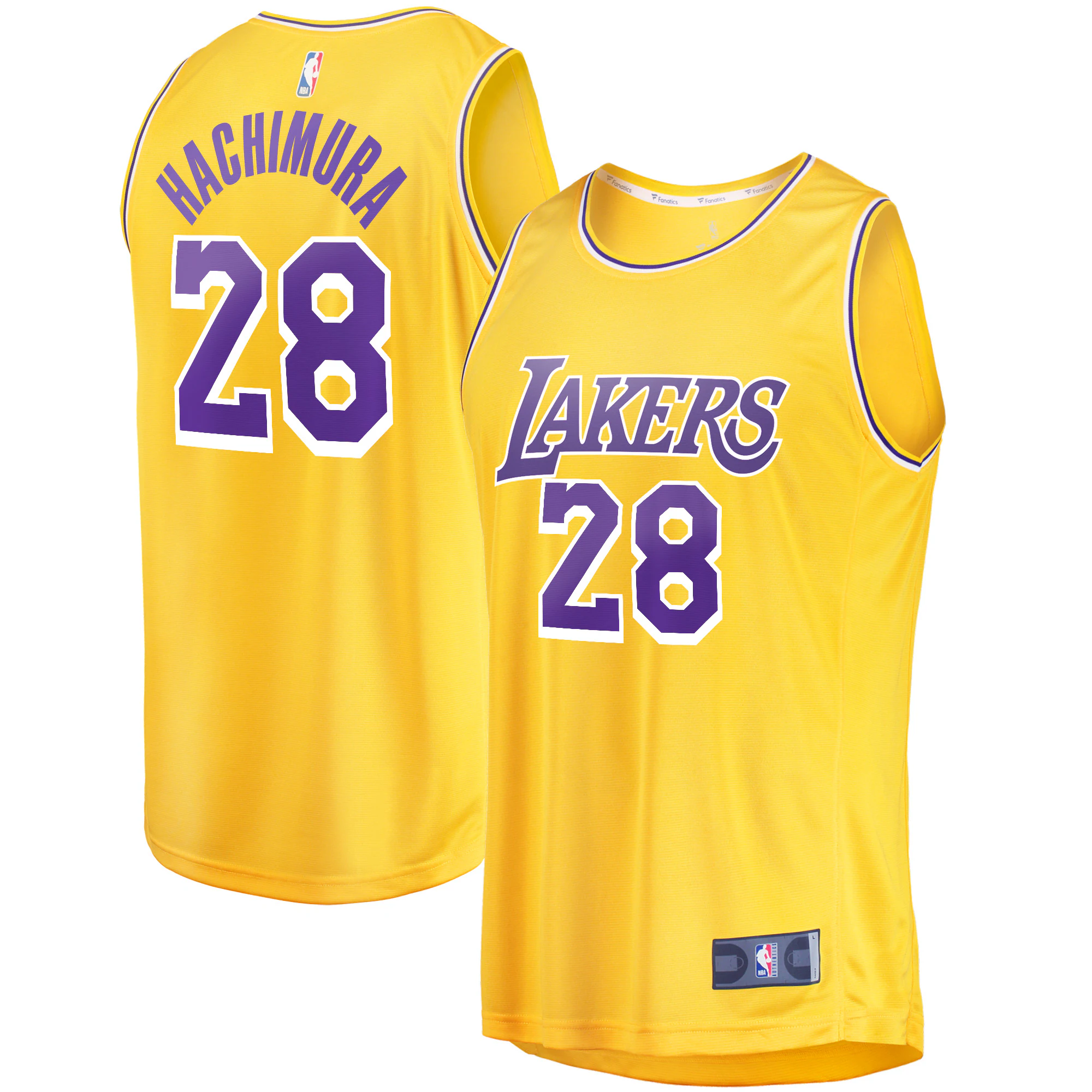Alternative view of Rui Hachimura Los Angeles Lakers Fanatics Branded Fast Break Player Jersey - Icon Edition - Gold