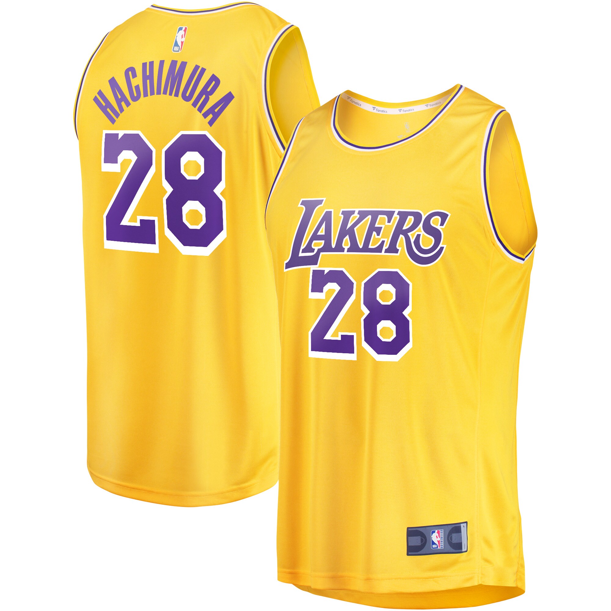 Alternative view of Rui Hachimura Los Angeles Lakers Fanatics Branded Youth Fast Break Player Jersey - Icon Edition - Gold