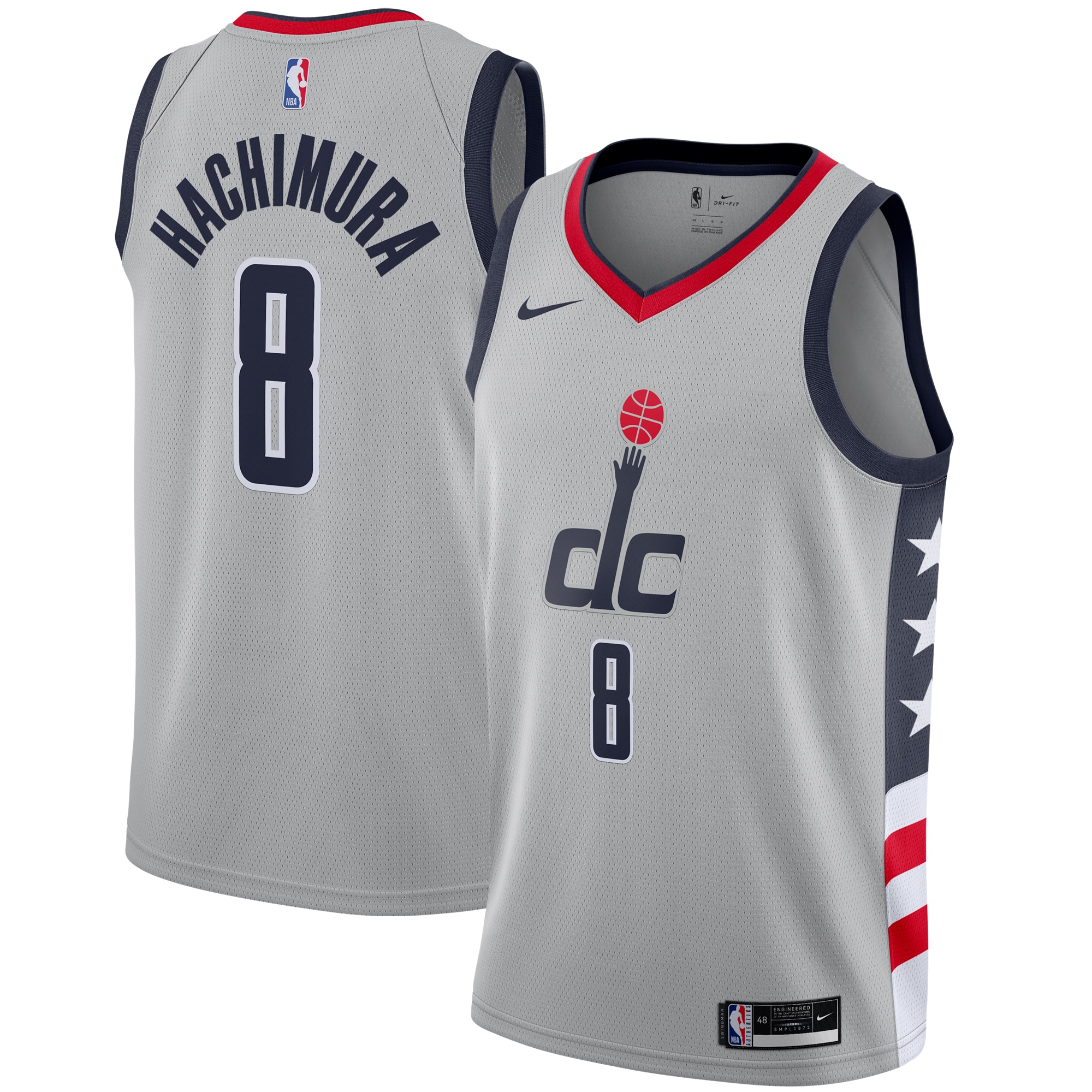 Alternative view of Rui Hachimura Washington Wizards 2020/21 Swingman Player Jersey Gray - City Edition