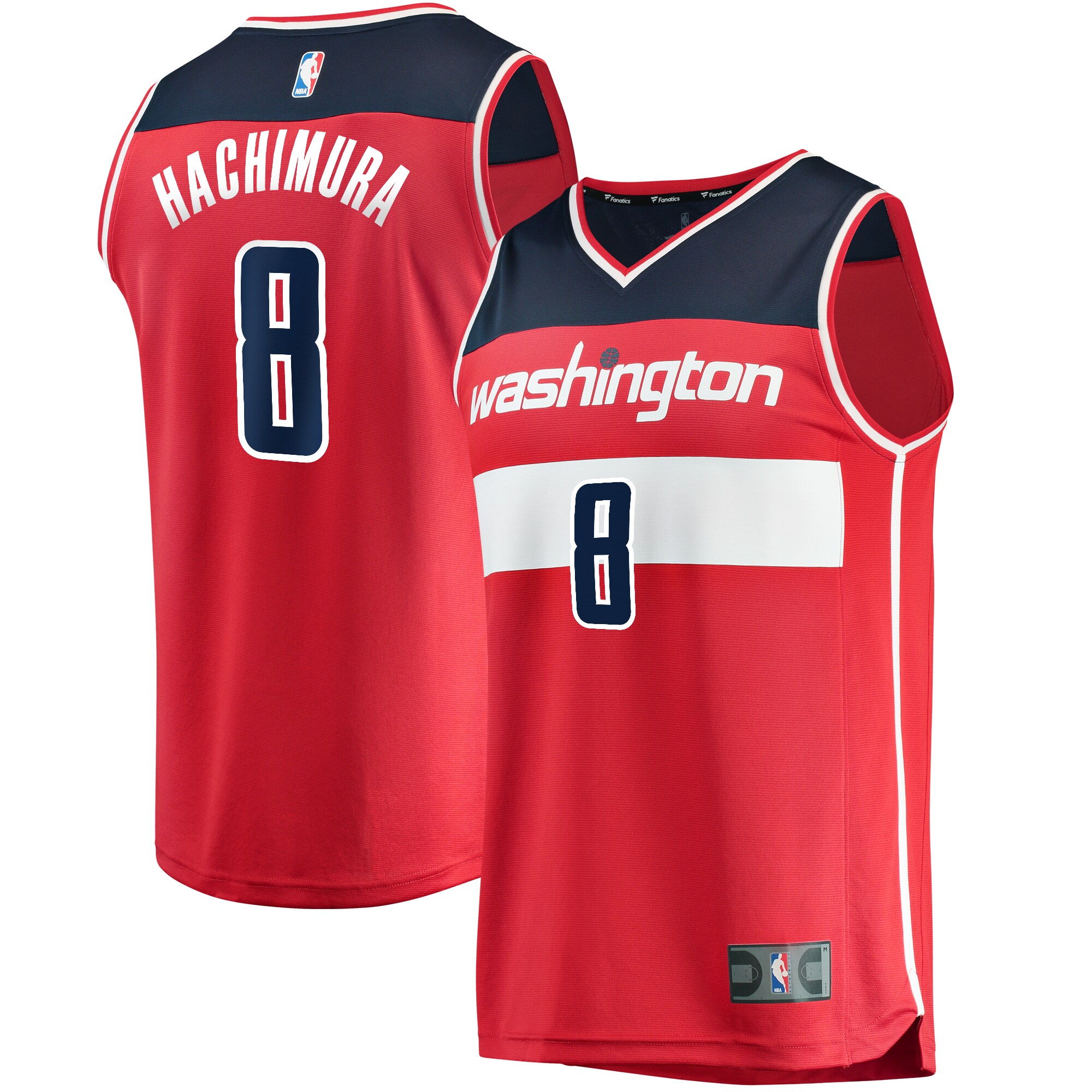 Alternative view of Rui Hachimura Washington Wizards Fanatics Branded Youth Replica Fast Break Jersey Red - Icon Edition