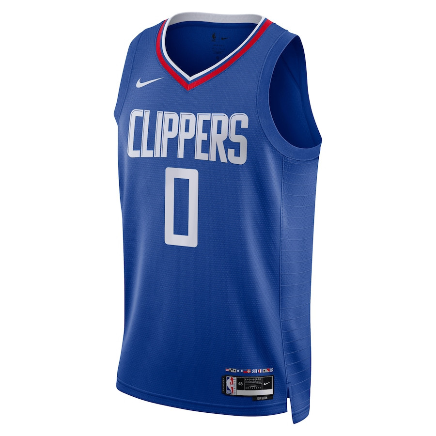 Alternative view of Russell Westbrook 0 Los Angeles Clippers Unisex Swingman Jersey - Icon Edition - Blue - JS822 