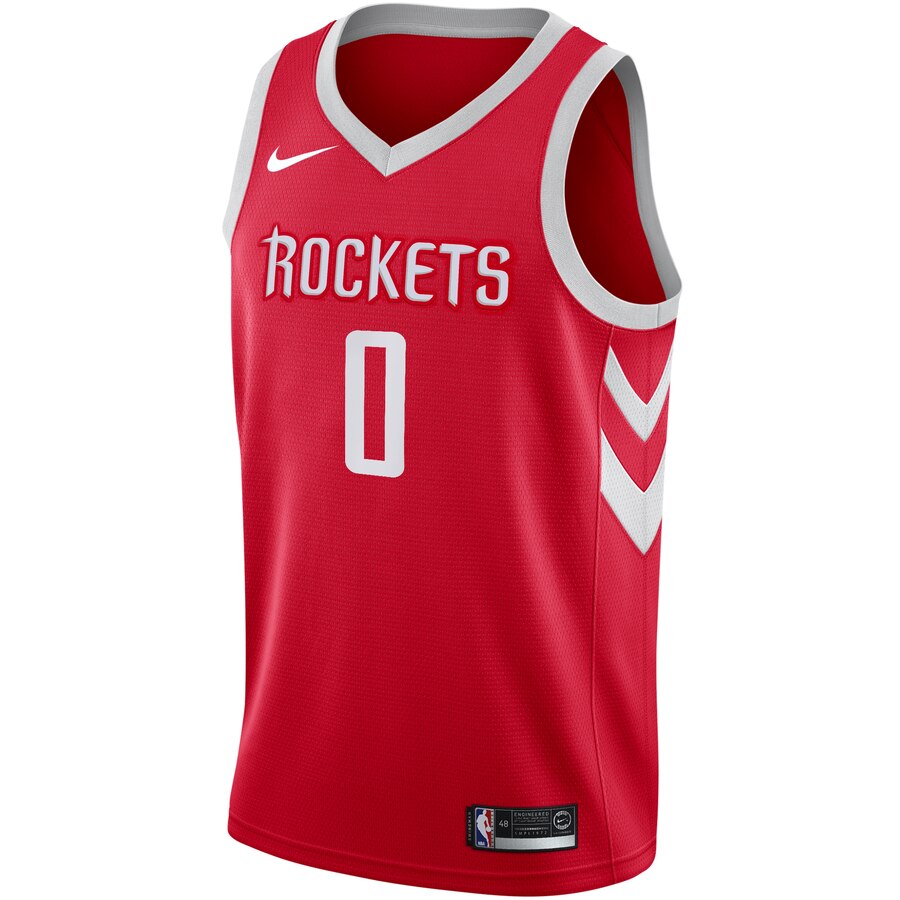 Alternative view of Russell Westbrook Houston Rockets 2018-19 Swingman Jersey Red - Icon Edition