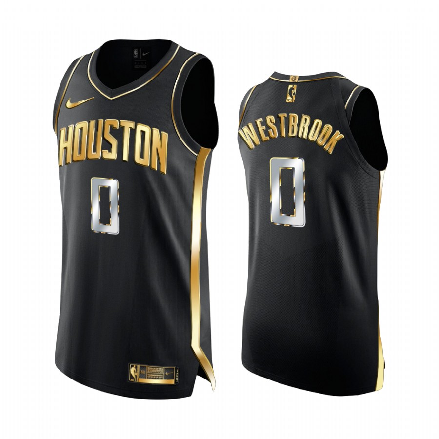 Russell Westbrook Houston Rockets 2020-21 Black Golden Edition Jersey 2x Champs