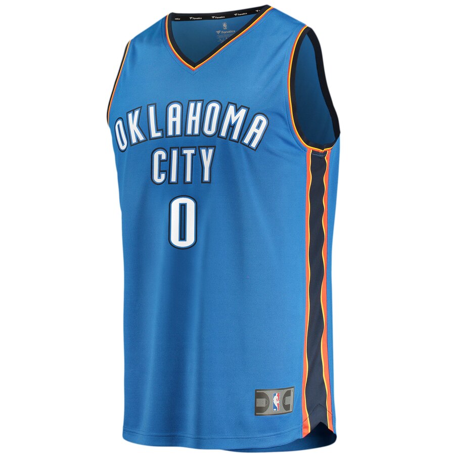 Alternative view of Russell Westbrook Oklahoma City Thunder Fanatics Branded Fast Break Replica Jersey Blue - Icon Edition