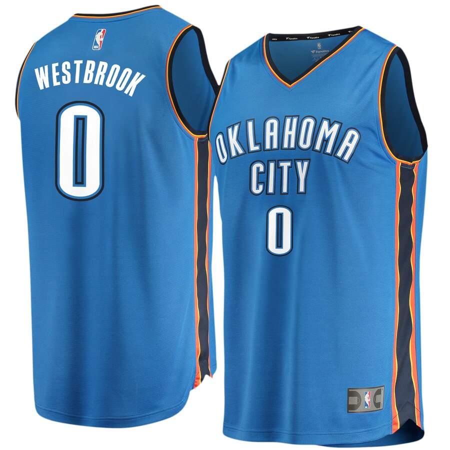 Russell Westbrook Oklahoma City Thunder Fanatics Branded Fast Break Replica Jersey Blue - Icon Edition