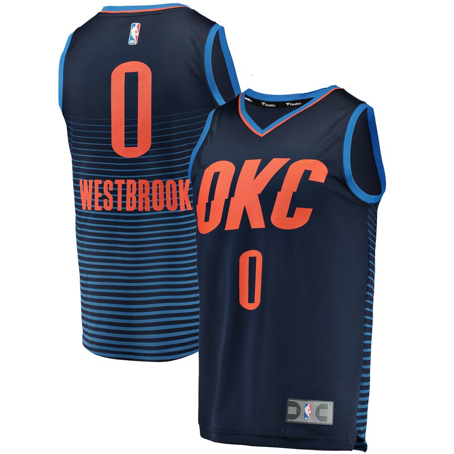Russell Westbrook Oklahoma City Thunder Fanatics Branded Fast Break Replica Jersey Navy - Statement Edition